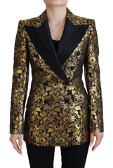 Dolce & Gabbana Black Gold Jacquard Coat Blazer Jacket - Sport Jackets