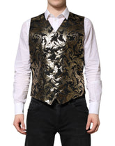 Dolce & Gabbana Black Gold Jacquard Formal Men Waistcoat Vest - IT50 | L - Vests