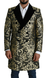 Dolce & Gabbana Black Gold Jacquard Long Coat SICILIA Jacket - IT46 | S - Overcoats