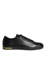 Dolce & Gabbana Black Gold Leather Classic Sneakers Shoes - EU36.5/US6 - Sneakers