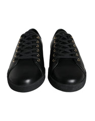 Dolce & Gabbana Black Gold Leather Classic Sneakers Shoes - EU36.5/US6 - Sneakers