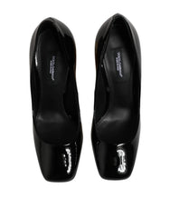 Dolce & Gabbana Black Gold Patent Leather Logo Heels Pumps Shoes - EU35/US4.5