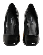 Dolce & Gabbana Black Gold Patent Leather Logo Heels Pumps Shoes - EU35/US4.5