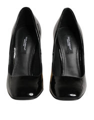 Dolce & Gabbana Black Gold Patent Leather Logo Heels Pumps Shoes - EU35/US4.5 - Heels