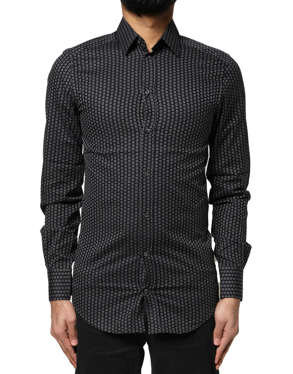 Dolce & Gabbana Black GOLD Patterned Cotton Men Dress Shirt - IT37 | XS - Shirts