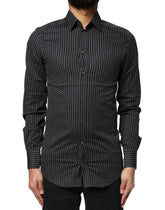Dolce & Gabbana Black GOLD Patterned Cotton Men Dress Shirt - IT37 | XS - Shirts