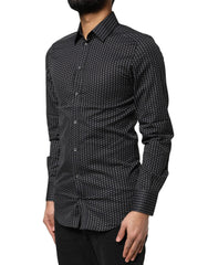 Dolce & Gabbana Black GOLD Patterned Cotton Men Dress Shirt - IT37 | XS - Shirts