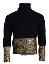 Dolce & Gabbana Black Gold Turtleneck Mohair Pullover Mens Sweater - XS - Sweaters