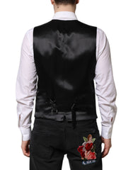 Dolce & Gabbana Black Gray Brocade Formal Men Waistcoat Vest - IT48 | M - Vests