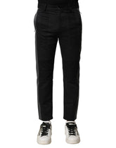 Dolce & Gabbana Black Gray Cotton Tapered Men Pants - IT44 | XS - Trousers