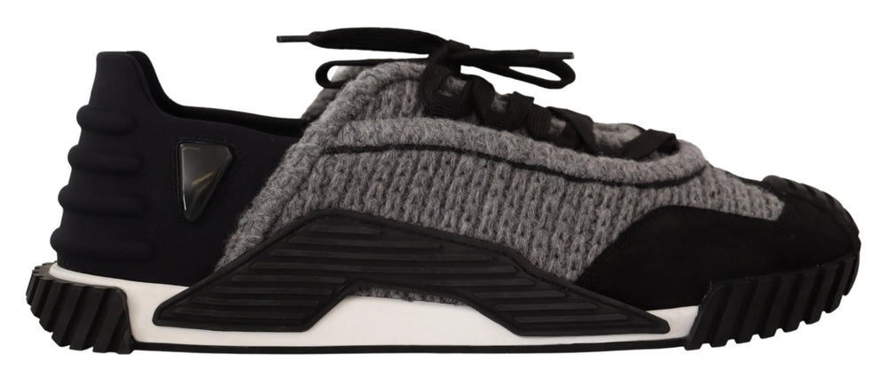 Dolce & Gabbana Black Gray Fabric Lace Up NS1 Sneakers Shoes - EU35.5/US5 - Sneakers