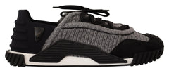 Dolce & Gabbana Black Gray Fabric Lace Up NS1 Sneakers Shoes - EU35.5/US5 - Sneakers