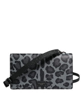 Dolce & Gabbana Black Gray Leopard Leather Bifold Card Slot Crossbody Bag - Cross Body Bags