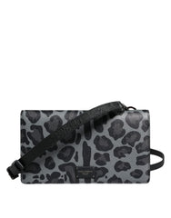 Dolce & Gabbana Black Gray Leopard Leather Bifold Card Slot Crossbody Bag - Cross Body Bags