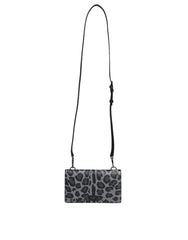 Dolce & Gabbana Black Gray Leopard Leather Bifold Card Slot Crossbody Bag - Cross Body Bags