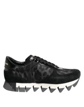 Dolce & Gabbana Black Gray Leopard Low Top Sneakers Shoes - EU36.5/US6