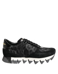 Dolce & Gabbana Black Gray Leopard Low Top Sneakers Shoes - EU36.5/US6