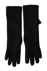 Dolce & Gabbana Black Gray Mid Arm Length Mittens Wool Gloves - 7.5|S - Gloves & Mittens