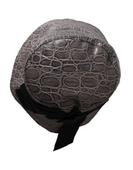 Dolce & Gabbana Black Gray Patterned Leather Bucket Hat - Bucket Hats