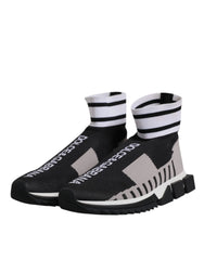 Dolce & Gabbana Black Gray Sorrento Socks Women Sneakers Shoes - Sneakers