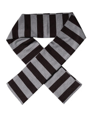 Dolce & Gabbana Black Gray Stripes Wool Neck Wrap Scarf - Scarves & Shawls