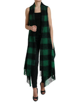 Dolce & Gabbana Black Green Buffalo Check Poncho Coat Jacket - IT40|S - Wrap Coats