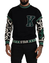 Dolce & Gabbana Black Green Cotton KING Star Crewneck Pullover Sweater - XS - Sweaters