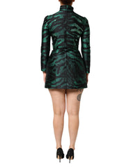 Dolce & Gabbana Black Green Metallic Jacquard Mini Long Dress - IT40|S - Dresses