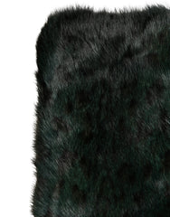 Dolce & Gabbana Black Green Stripe Fur Shawl Neck Wrap 180cm x49cm Scarf