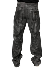 Dolce & Gabbana Black Grey Graphic Print Denim Pants Jeans - IT48 | M - Jeans