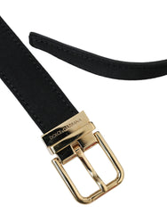 Dolce & Gabbana Black Gros Grain Gold Metal Buckle Belt Men - Belts