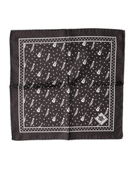 Dolce & Gabbana Black Guitar Trumpet Men Handkerchief Scarf - Scarves & Shawls