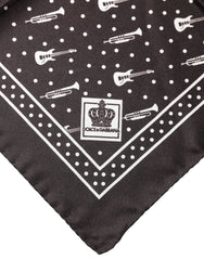 Dolce & Gabbana Black Guitar Trumpet Men Handkerchief Scarf - Scarves & Shawls
