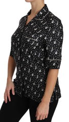 Dolce & Gabbana Black GuitarTrumpet Print Silk Shirt Top - Shirts