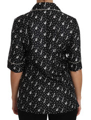 Dolce & Gabbana Black GuitarTrumpet Print Silk Shirt Top - Shirts