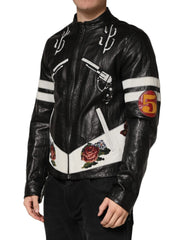 Dolce & Gabbana Black Guns n’ Roses FullZip Men Biker Jacket - IT50 | L
