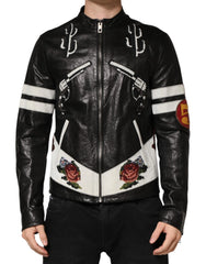 Dolce & Gabbana Black Guns n’ Roses FullZip Men Biker Jacket - IT50 | L