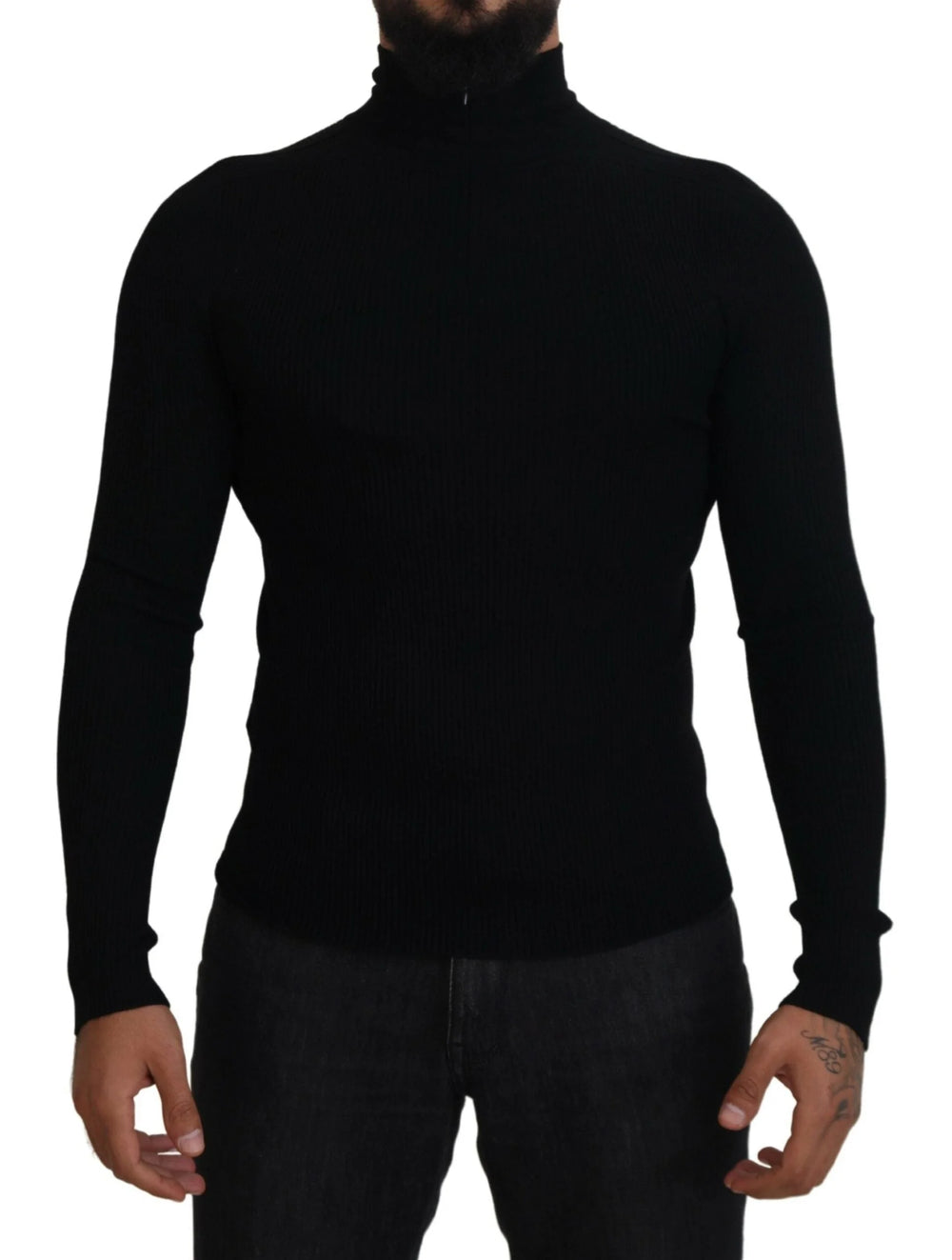 Dolce & Gabbana Black Half Zip Turtleneck Pullover Sweater - IT42 | XS - Sweaters
