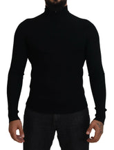 Dolce & Gabbana Black Half Zip Turtleneck Pullover Sweater - IT42 | XS - Sweaters