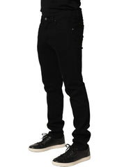 Dolce & Gabbana Black Heraldic Embroidered Skinny Denim Jeans - IT48 | M