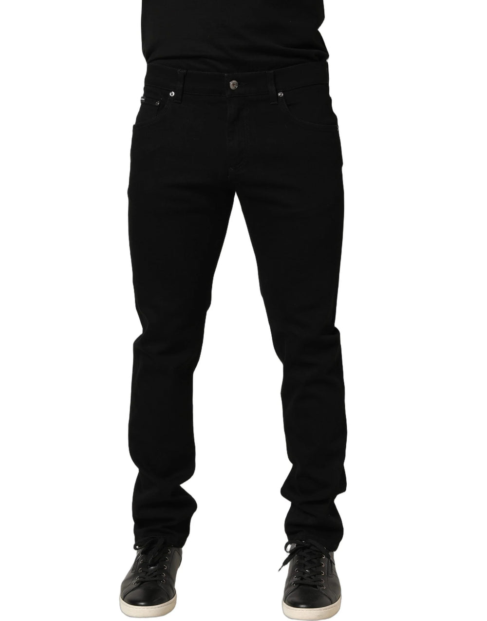 Dolce & Gabbana Black Heraldic Embroidered Skinny Denim Jeans - IT48 | M