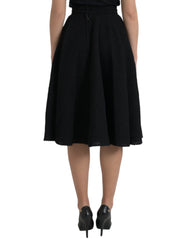 Dolce & Gabbana Black High Waist A-line Knee Length Skirt - IT38 | XS - Skirts