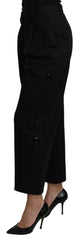 Dolce & Gabbana Black High Waist Cropped Cotton Stretch Pants - IT40|S - Trousers
