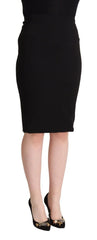 Dolce & Gabbana Black High Waist Knee Length Pencil Cut Skirt - Skirts