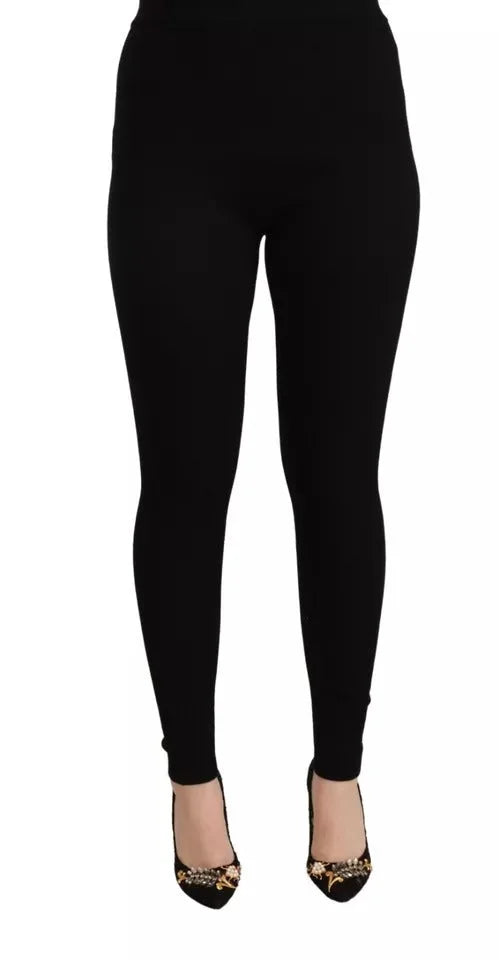 Dolce & Gabbana Black High Waist Stretch Pants Tights - IT44 | L - Tights