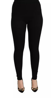 Dolce & Gabbana Black High Waist Stretch Pants Tights - IT44 | L - Tights