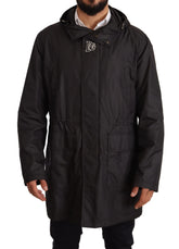 Dolce & Gabbana Black Hooded Mens Trench Coat Jacket - Trench Coats
