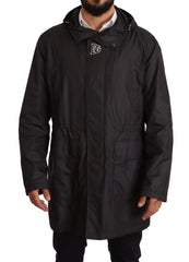 Dolce & Gabbana Black Hooded Mens Trench Coat Jacket - Trench Coats