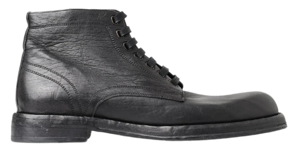Dolce & Gabbana Black Horse Leather Perugino Boots - Boots