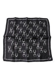 Dolce & Gabbana Black Horseshoe Silk Square Handkerchief Scarf - Scarves & Shawls